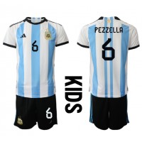 Maglie da calcio Argentina German Pezzella #6 Prima Maglia Bambino Mondiali 2022 Manica Corta (+ Pantaloni corti)